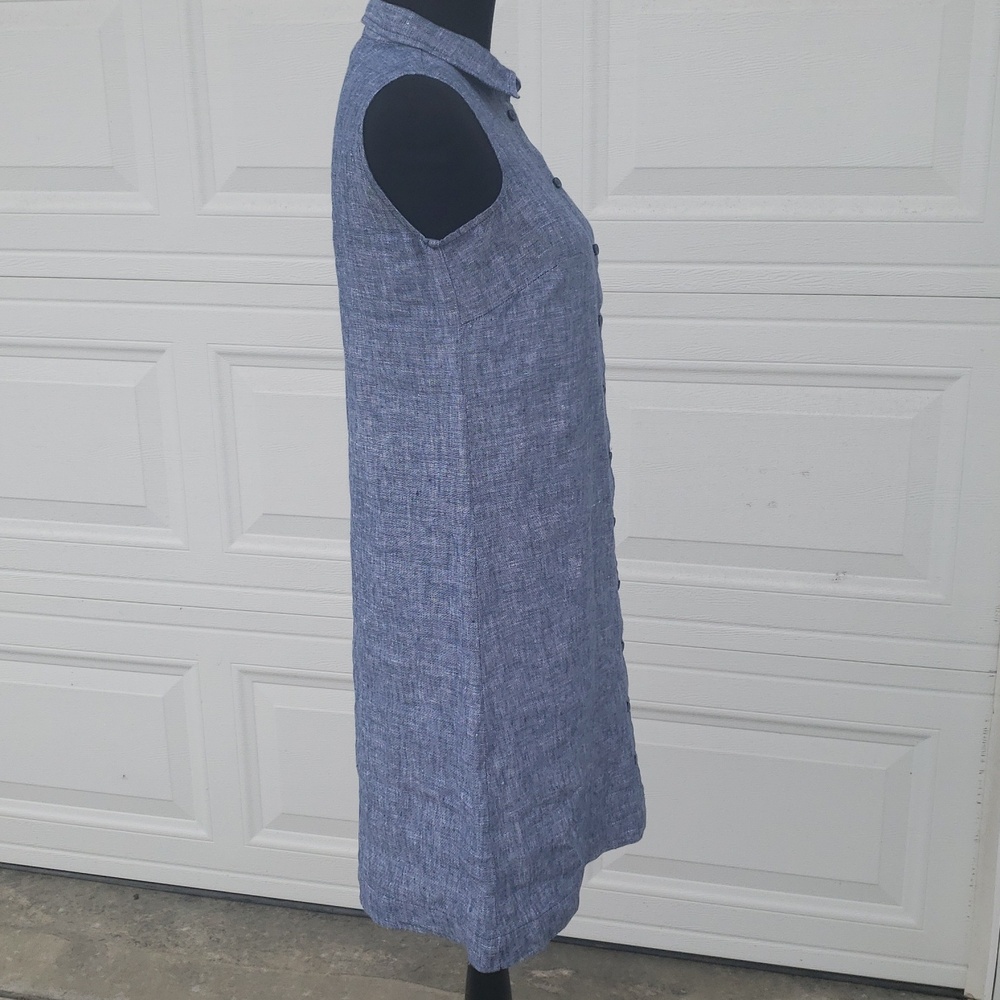 Garnet Hill 100% Linen Classic Full Button Front Shirtdress Size 2 Coastal Blue - Picture 5 of 16